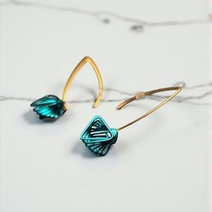 Elegant Gold and Teal Women's Earrings